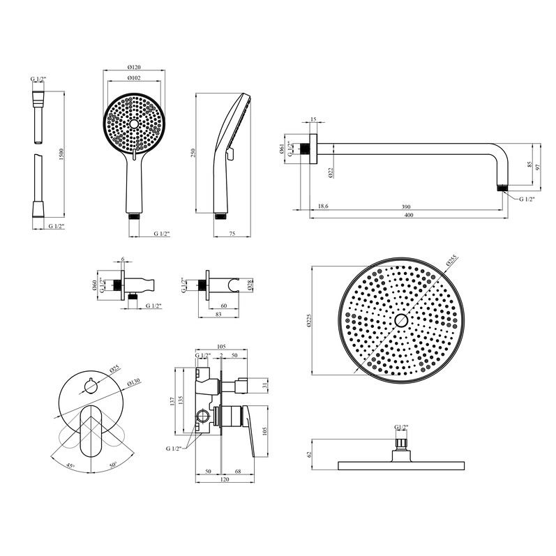 Душевая система Kroner Element 211335B-5301 Фото - 1